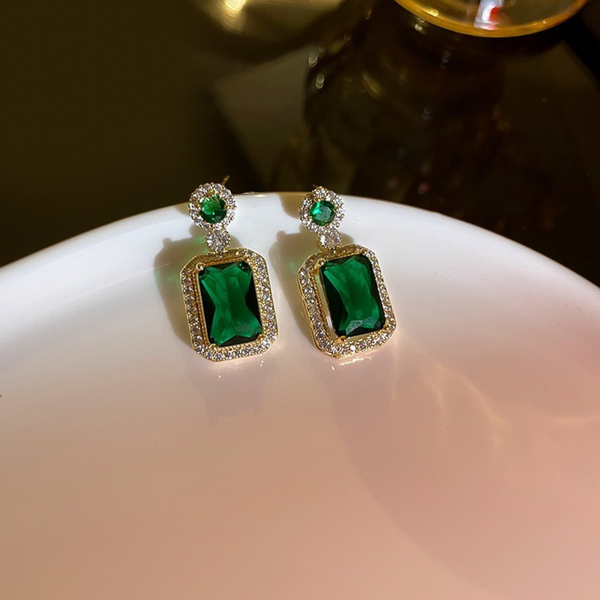 Green Stone Drop Earring