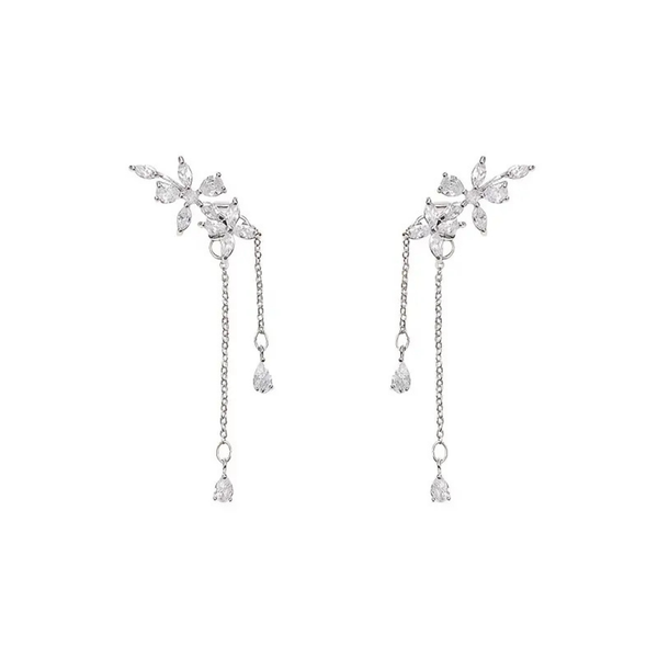 Flower Leaf Long Chain Earring
