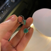 Silver Plated Green Stone Hoop Earring