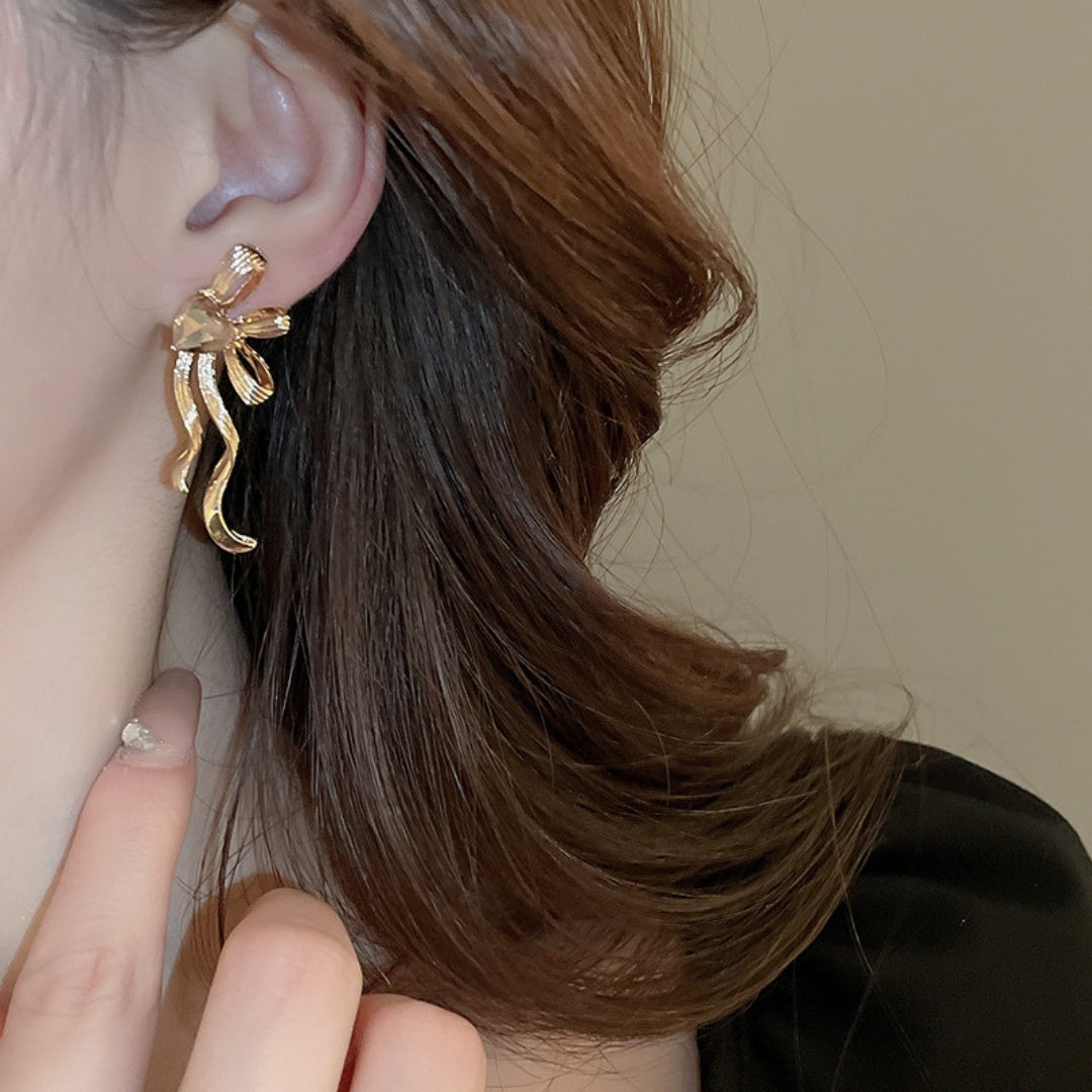 Gold Plated Mini Heart Tassel Earring