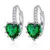 Silver Plated Green Stone Hoop Earring