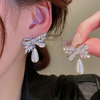 Silver Bow Drop Earring