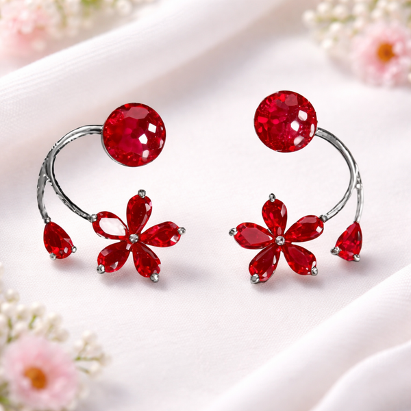 Elegant Floral Red Earring