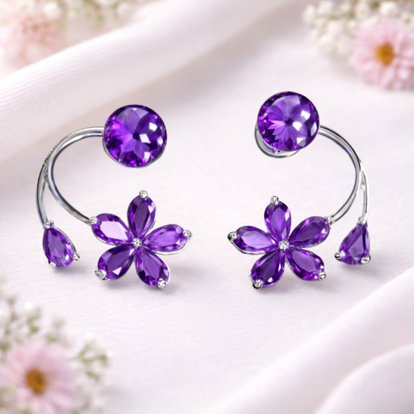 Purple Floral Stud Earring