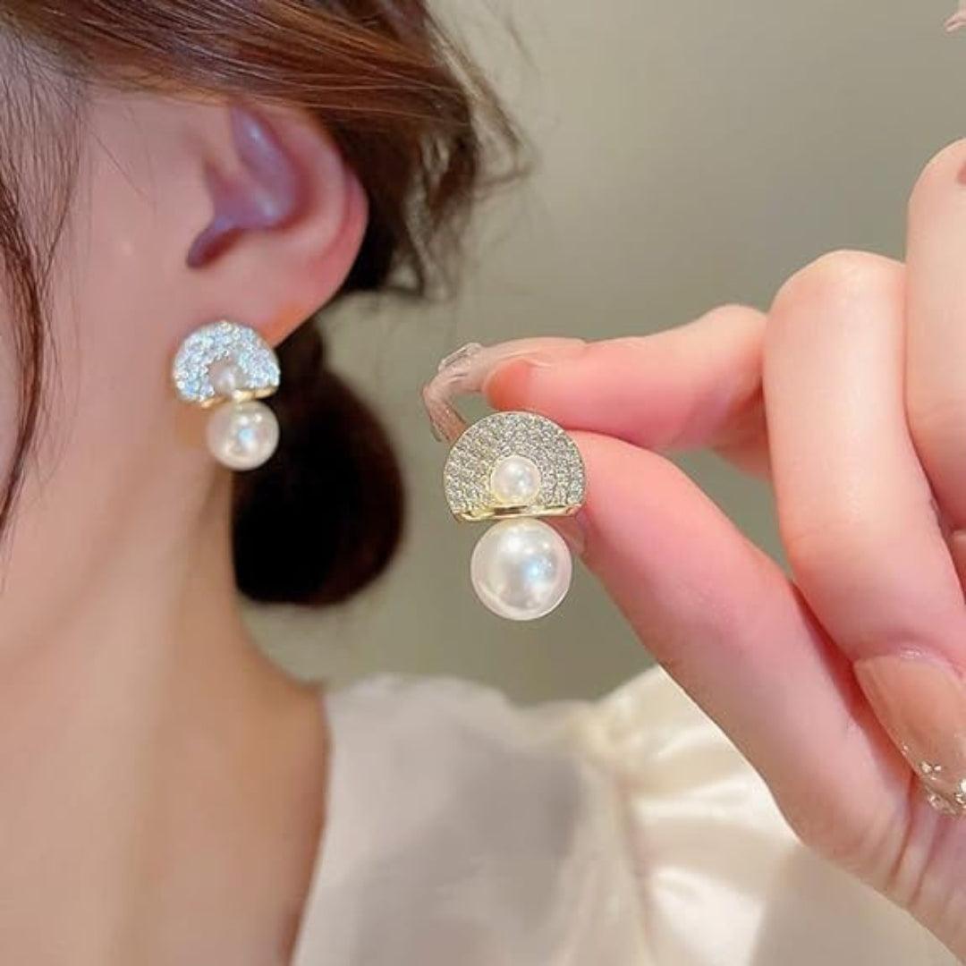 Sophisticated Pearl and Crystal Stud Earrings