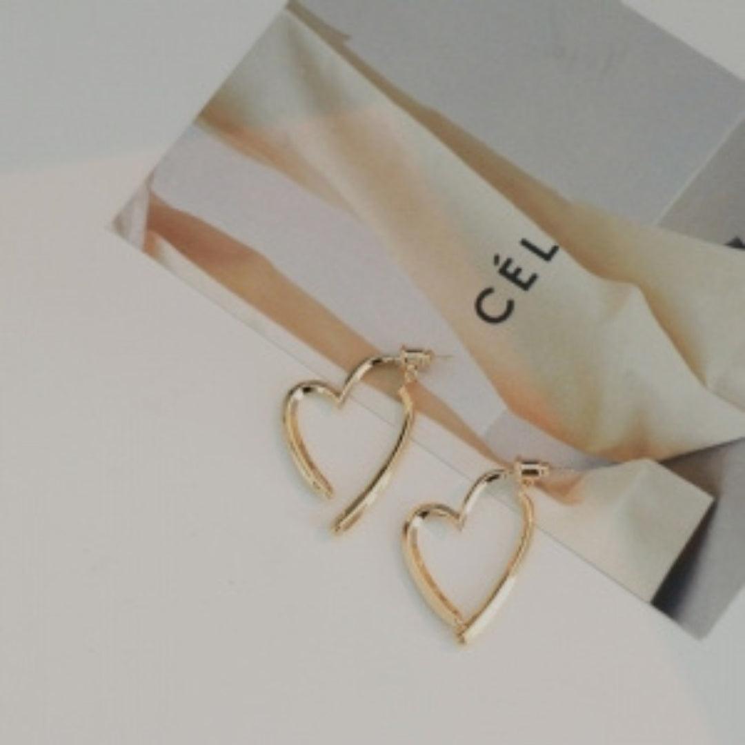 Gold Heart Hoop Earrings