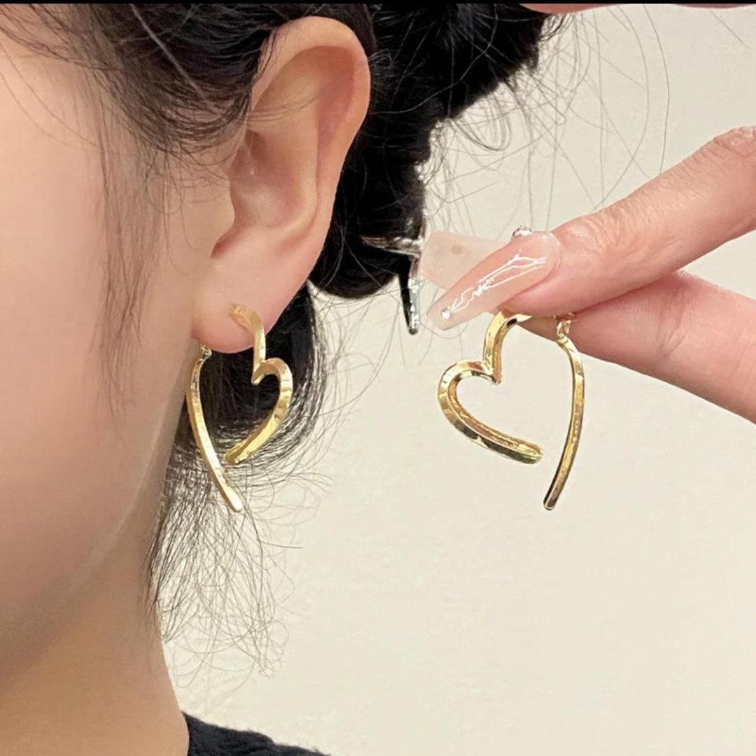 Gold Heart Hoop Earrings