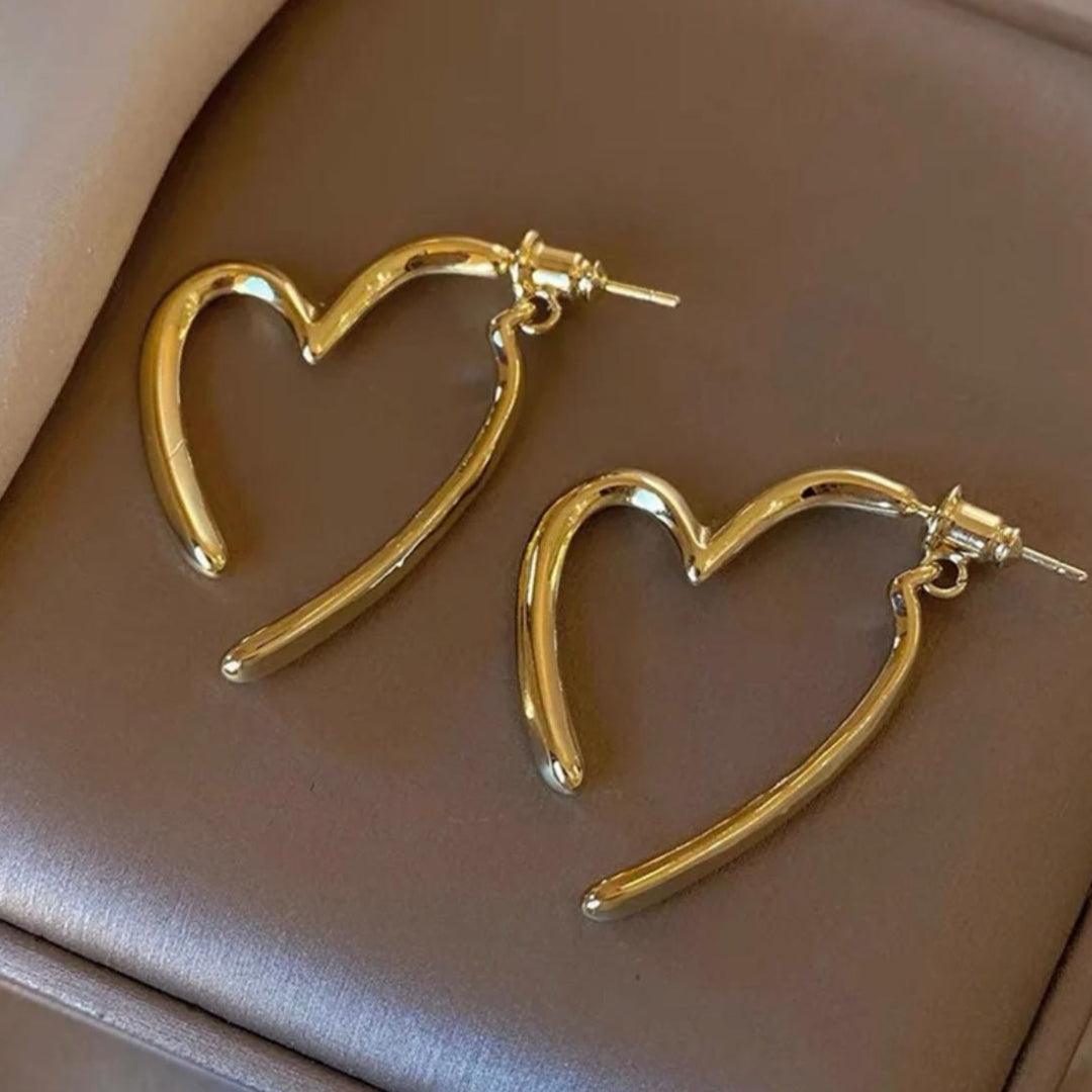 Gold Heart Hoop Earrings