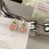 Rhinestone Heart Peach Drop Earring