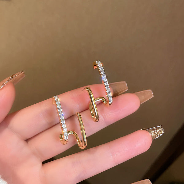 Pack Of 2 Gold-Plated Crystal Spiral Hoop Earrings