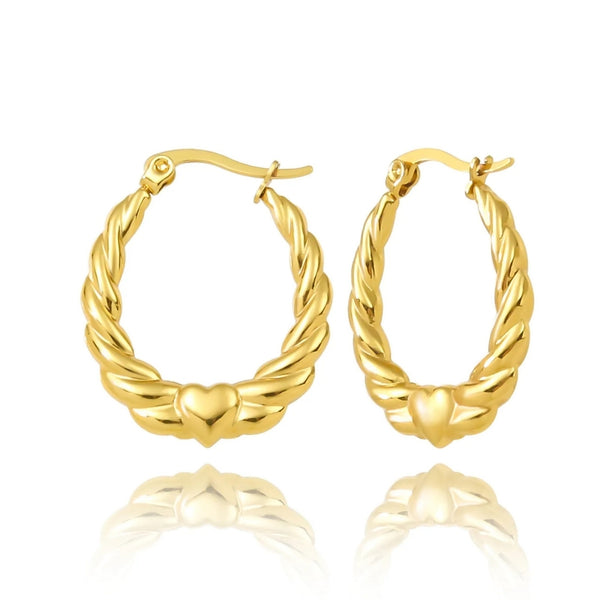 Anti tarnish heart hoop earrings