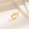 Golden Nail Screw Baguette Zirconia Ring