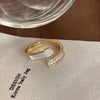 Golden Nail Screw Baguette Zirconia Ring