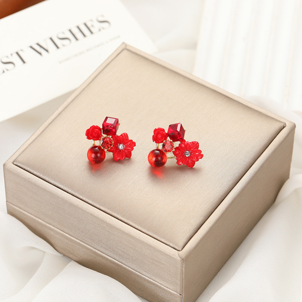 Red Flower Earring