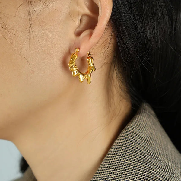 Anti tarnish small gold hoop earrings