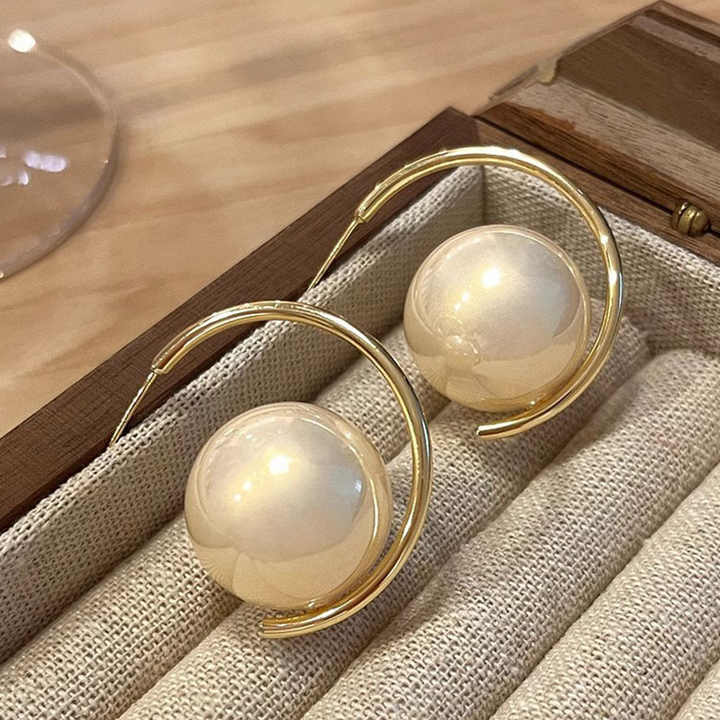 Modern Hoop Pearl Earrings