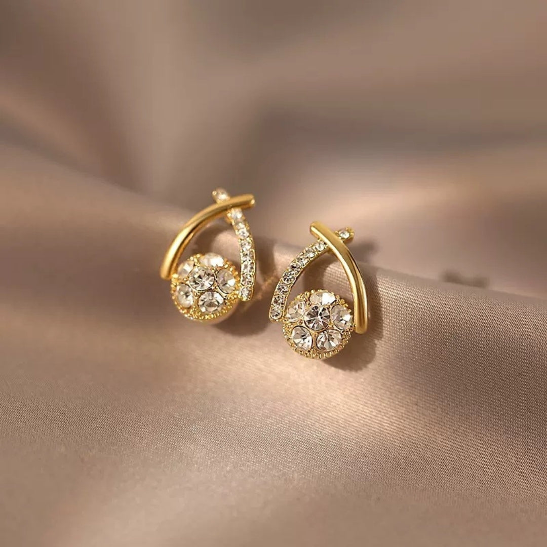 Gold Plated Cross Shaped Zircon Earring