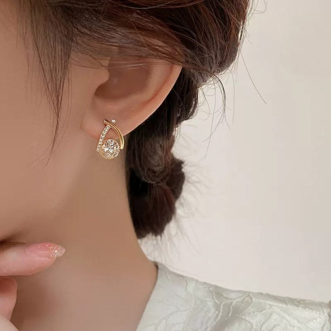 Gold Plated Cross Shaped Zircon Earring