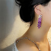 Rhinestone leaf tassel earrings