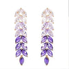 Rhinestone leaf tassel earrings