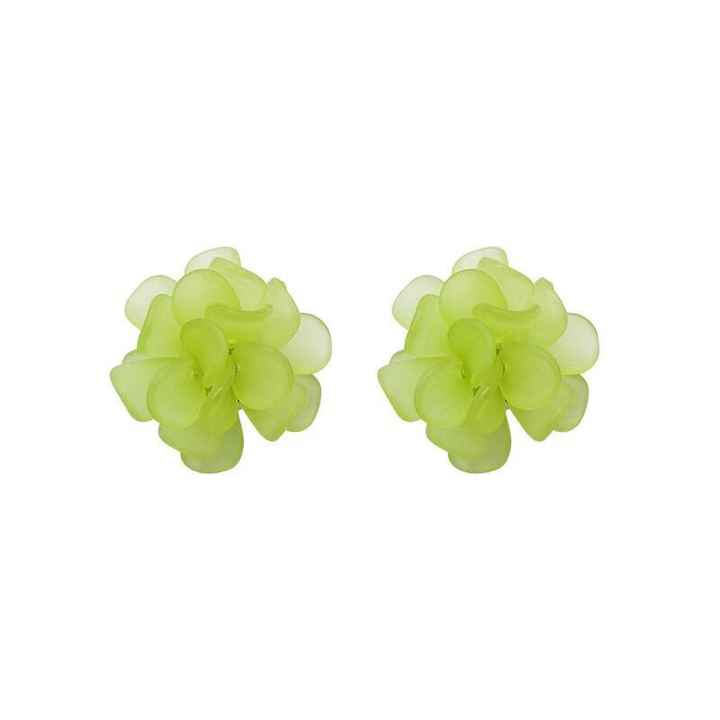 Elegant Green Flower Clip Earring