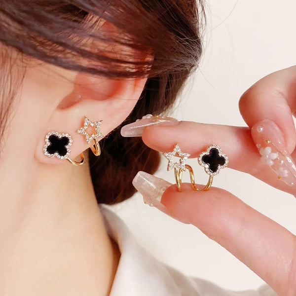 Pack Of 3 Black Gold Plated Earring