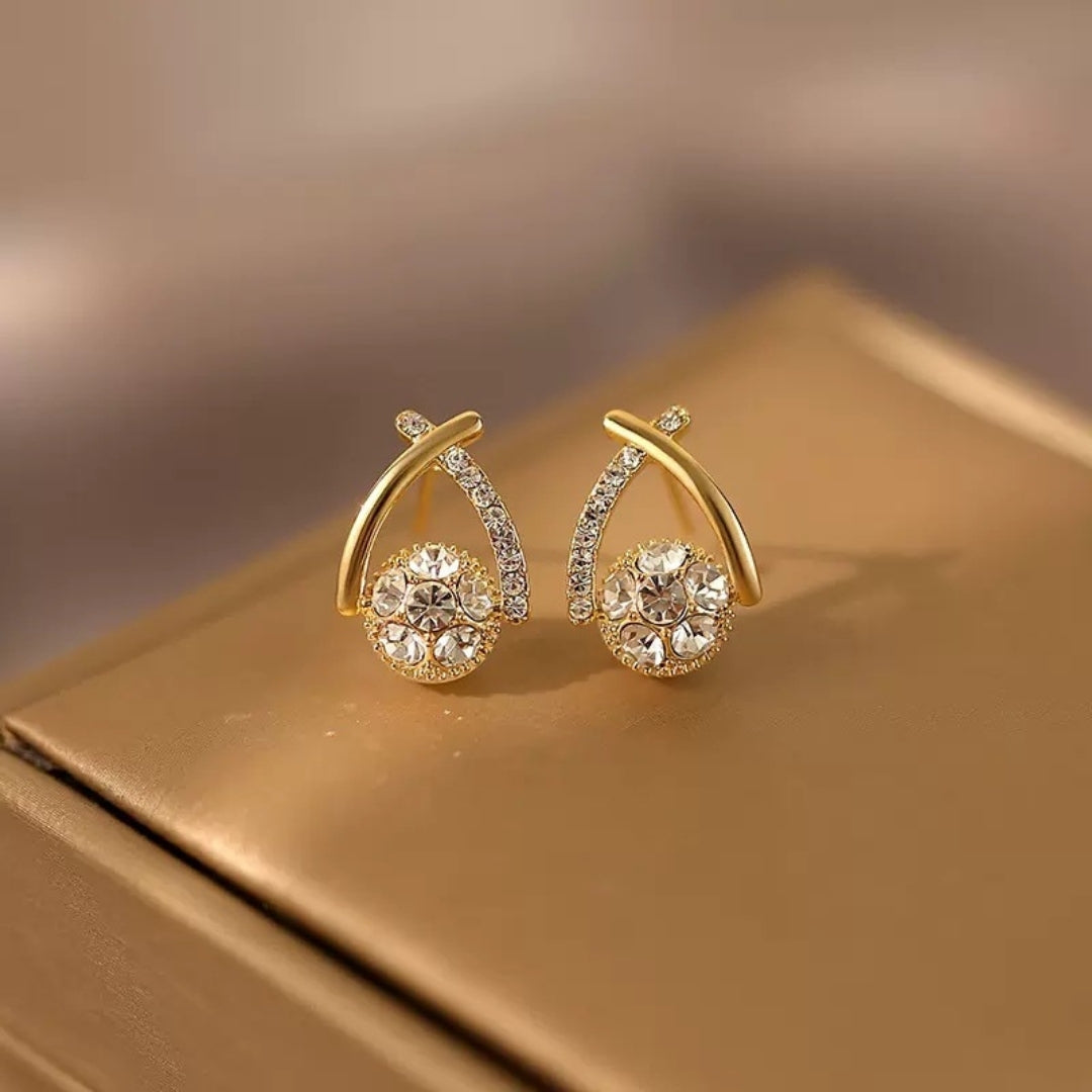 Gold Plated Cross Shaped Zircon Earring