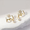 Gold-plated zircon needle claw earrings