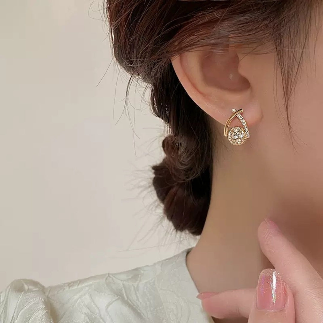 Gold Plated Cross Shaped Zircon Earring