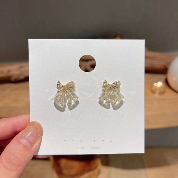 Golden Mini bow bell earring