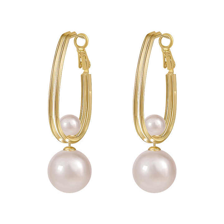 Pearl Drop Ring Type Earrings