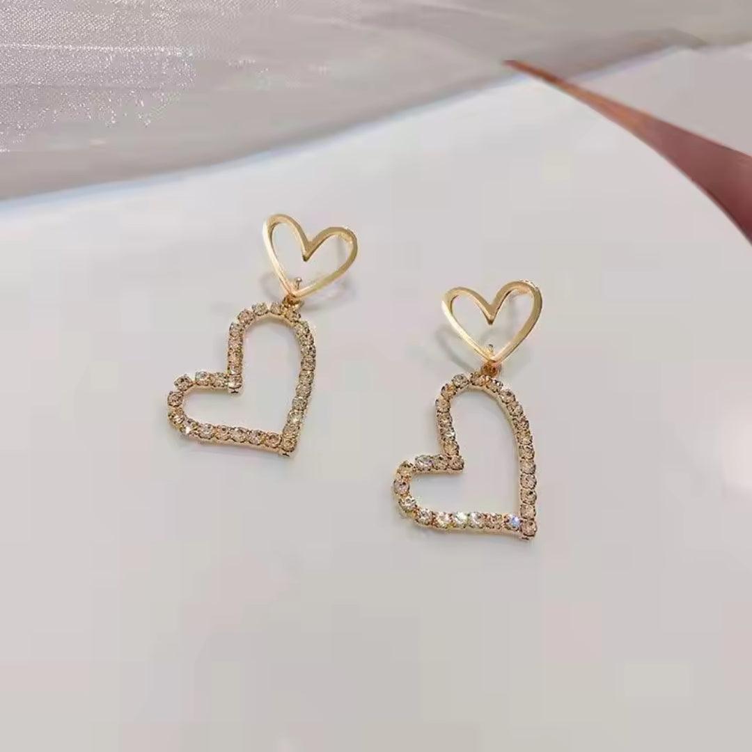 Double Heart Drop Earrings