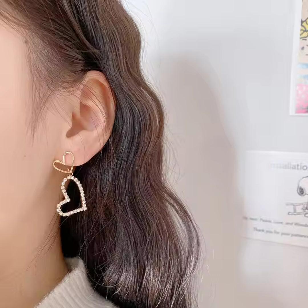 Double Heart Drop Earrings