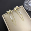 Crystal Heart Pearl Long Chain Tassel Earring