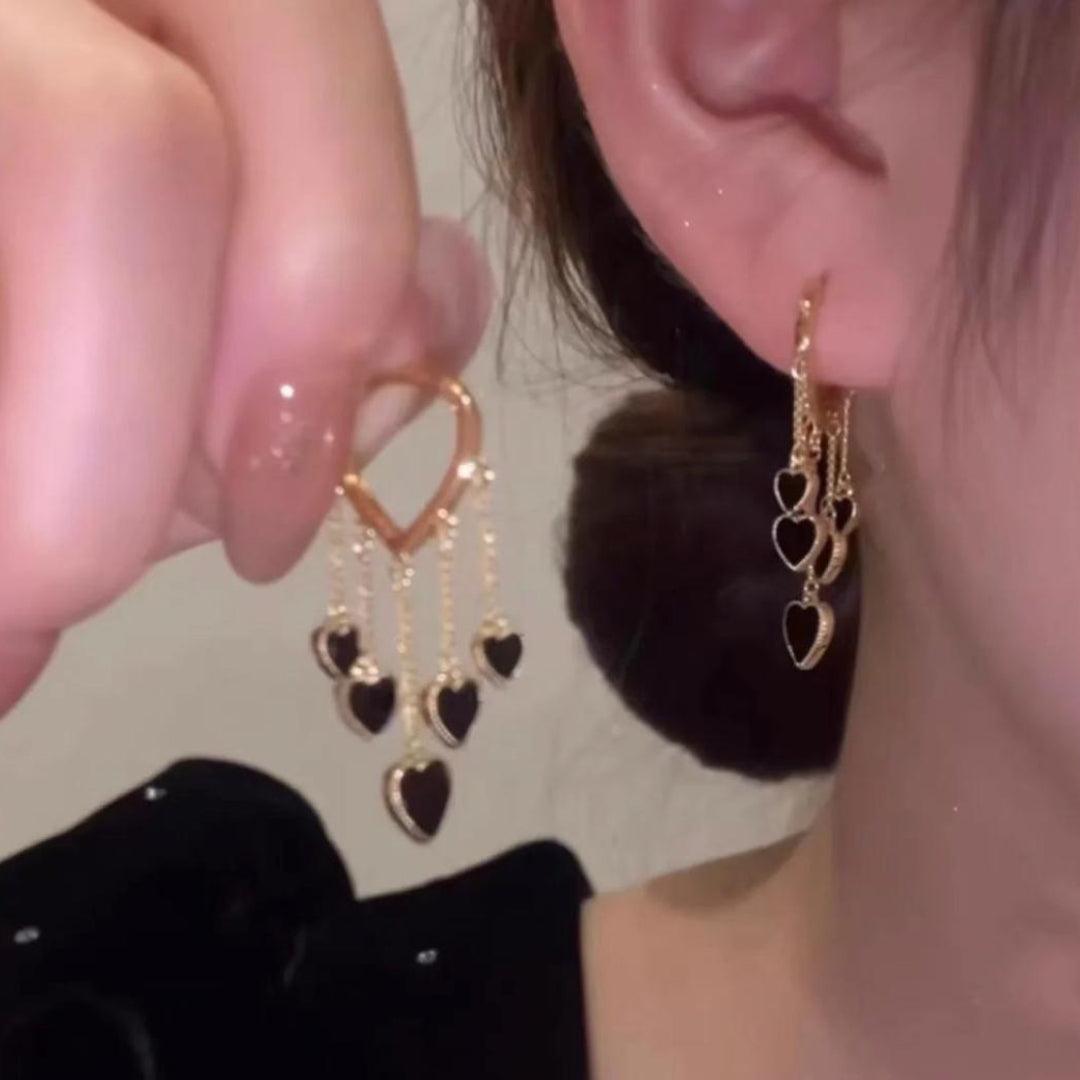 Dangle Earrings with Heart Motif