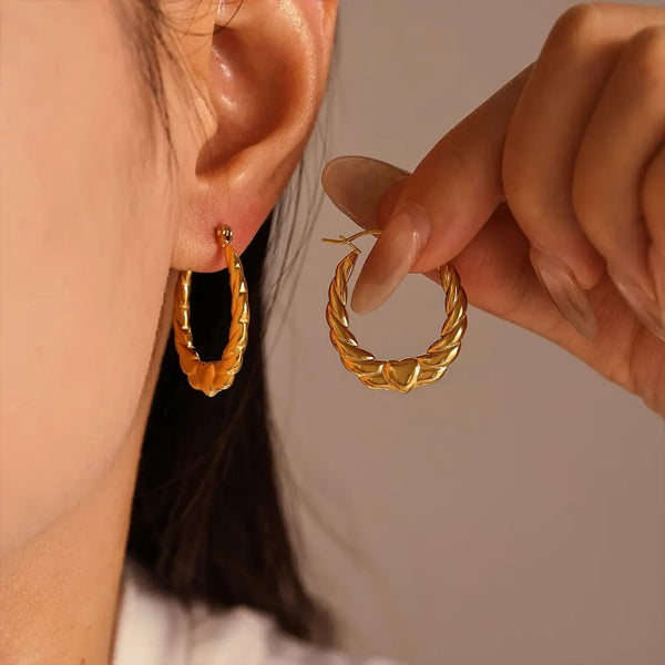 Anti tarnish heart hoop earrings
