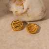 Anti tarnish wave gold earrings