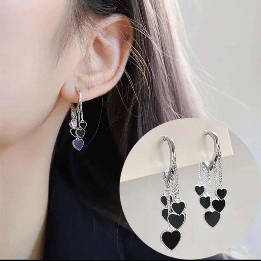 Dangle Earrings with Heart Motif