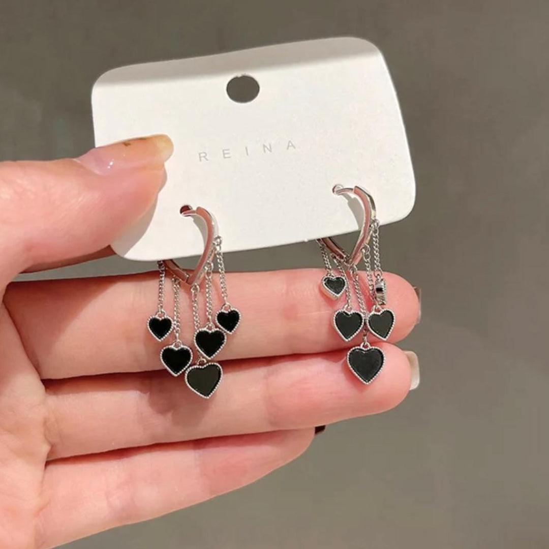 Dangle Earrings with Heart Motif