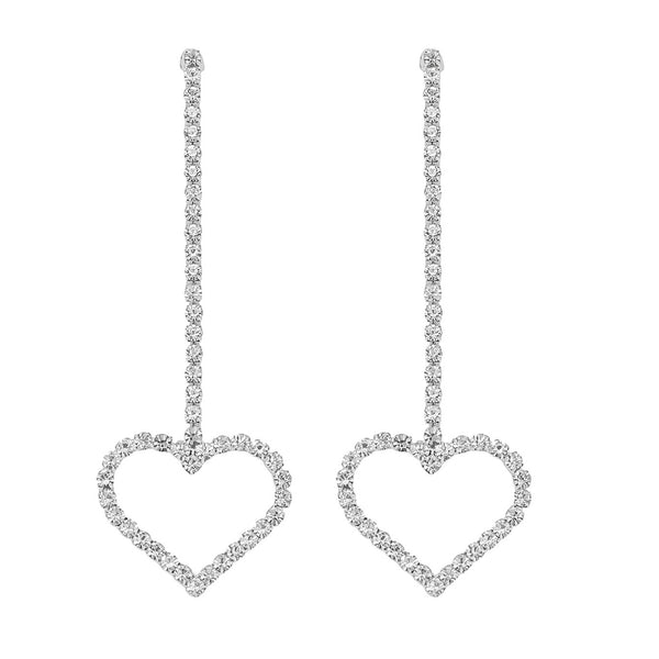 Heart shaped diamond dangle earrings