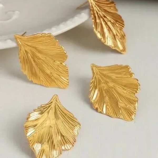 Anti tarnish leaf drop earrings