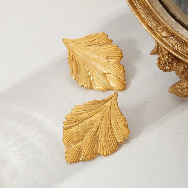 Anti tarnish leaf drop earrings