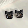 Black Bow Shaped Crystal Shine Drop Earring