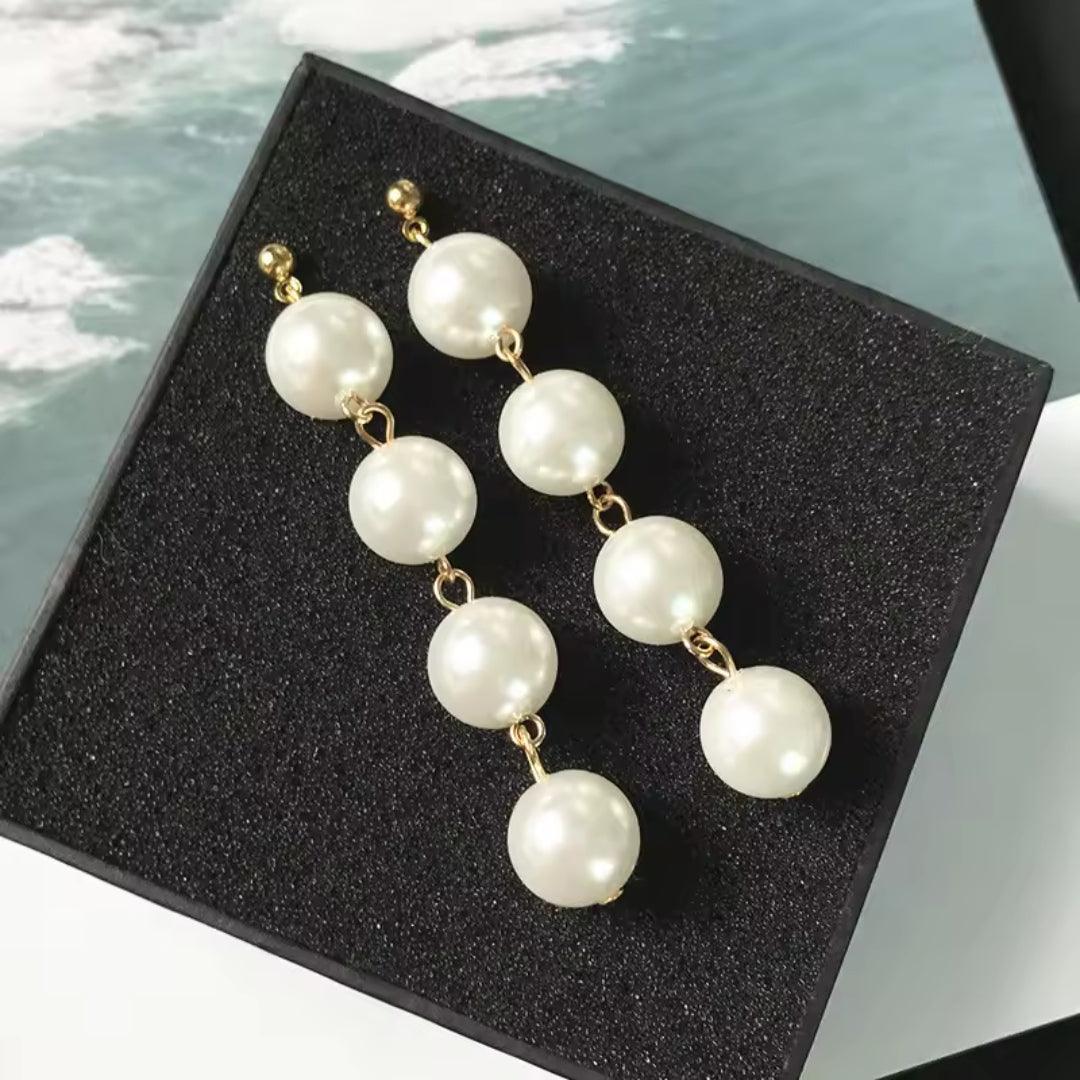 Long Pearl Drop Earrings