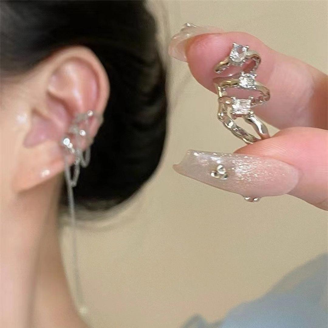 Zigzag High Fashion Rhinestone Drop Korean earrings Pair