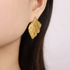 Anti tarnish leaf drop earrings