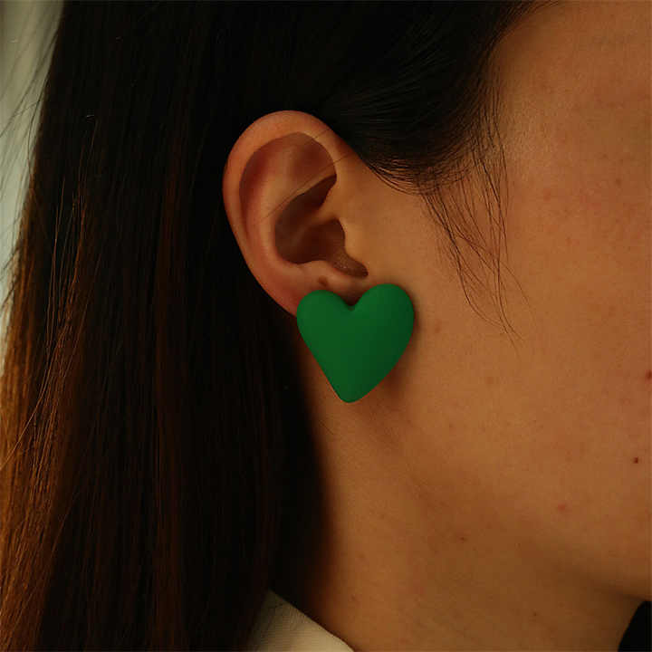 Heart Trendy Green Color Earring