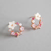 Floral and Gemstone Hoop Earrings
