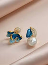 Blue Flower & Bud Earring