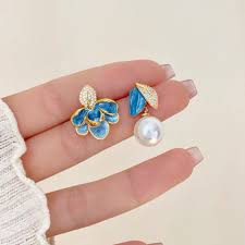 Blue Flower & Bud Earring